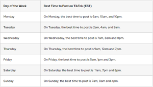 TikTok posting times
